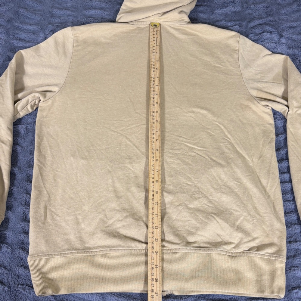 The North Face Mens Full Zip Hoodie Tan Khaki Medium Embroidered Logo AQ946 - Picture 7 of 8